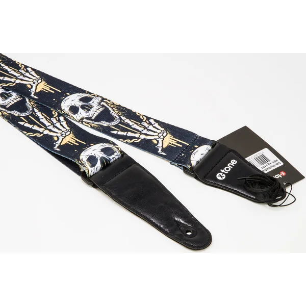 XG 3102 Nylon Guitar Strap Skull Laughing - Black & Yellow