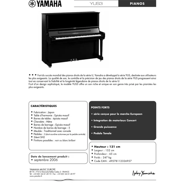 Yamaha YUS3-PE - Piano droit