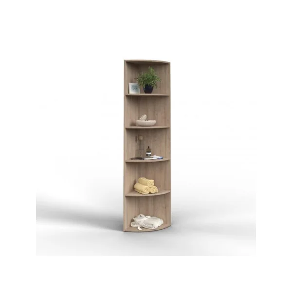 Étagère angle chêne 5 niveaux bibliothèque angle meuble rangement angle