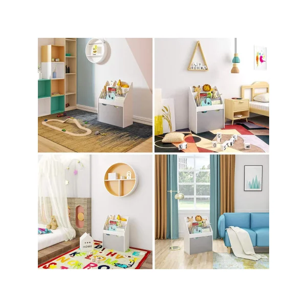 Étagère livres Montessori avec caisson mobile rangement livre enfant 3 niveaux