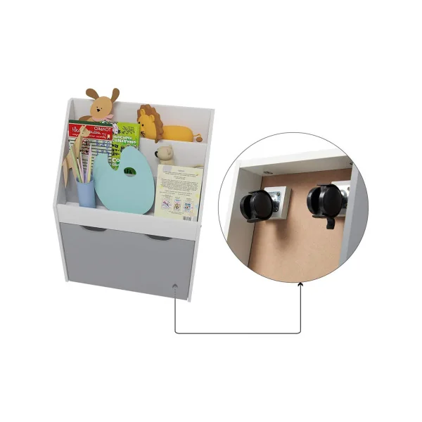 Étagère livres Montessori avec caisson mobile rangement livre enfant 3 niveaux