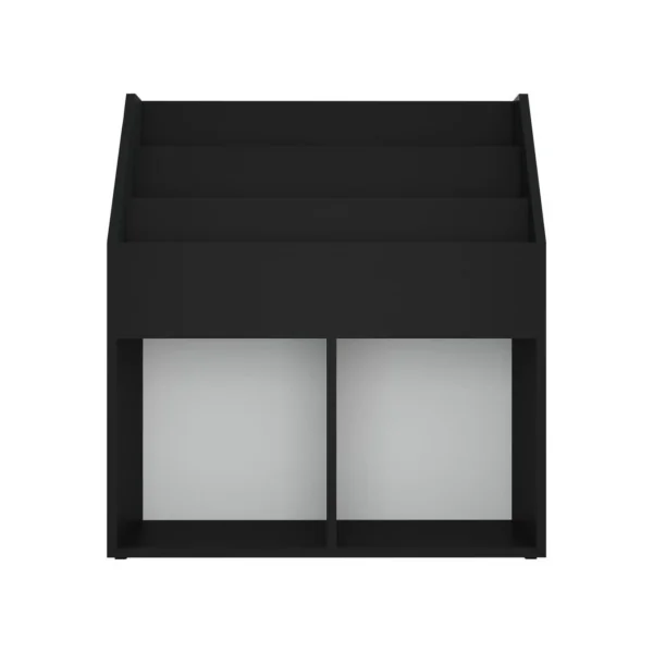 Étagère livres Montessori noir 3 niveaux et 2 cubes de rangement bibliothèque enfant