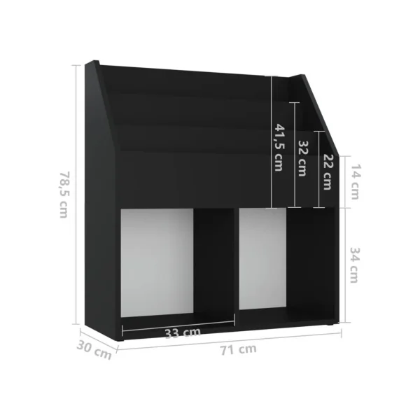Étagère livres Montessori noir 3 niveaux et 2 cubes de rangement bibliothèque enfant